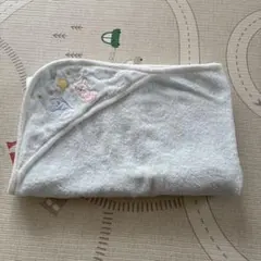 ベビー　おくるみ　フード付きブランケット 85cm x 85cm 水色