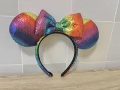 レインボー ミニーマウス耳カチューシャ