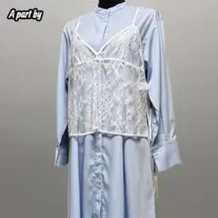 【新品タグ付】Apart by レースキャミ2Pセットワンピース ブルー F