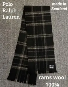 90s ラルフローレン　ラムウール100% マフラー スコットランド製　チェック