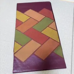 名古屋帯 抽象幾何学柄 紫×赤×黄×緑 モダンデザイン