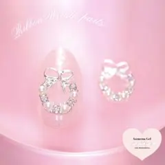 Wreath Ribbon parts silver 4P ♥✧❅*॰ॱ