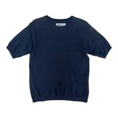 マーガレットハウエル　麻×綿　サマーニット　半袖　ネイビー　美品 マーガレットハウエル 半袖ニット ネイビー サイズ2 リネン コットン