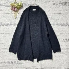 レプシム　シャギーニットカーディガン　ブラック　羽織り　ふわふわセーター　長袖