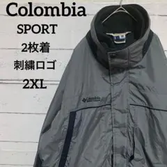 コロンビアSPORT 2枚着ナイロンジャケットワンポイント刺繍ロゴ防寒着