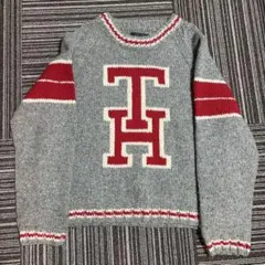 TOMMY HILFIGER ニットセーター グレー/赤