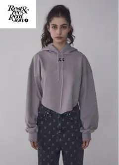 グレー 裏起毛 クロップド