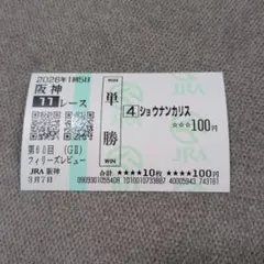 ショウナンカリス　フィリーズレビュー　現地単勝馬券　記念馬券　外れ　コレクション