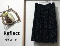 【Reflect】ネイビー プリーツスカート 小さなドット柄風