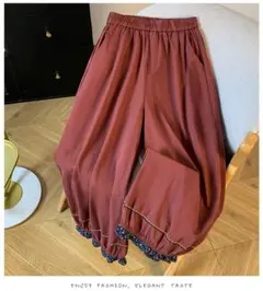 大流行新作 切り替 ワイドパンツ おしゃれ度高め 可愛い 着痩せ ゆったり