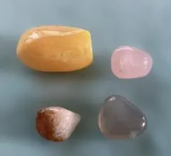 天然石タンブル4点セット ピンク・グレー他 鉱物コレクション