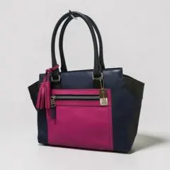希少　COACH ハンドバッグ ショルダー レガシー バイカラー タッセル 紺のサムネイル