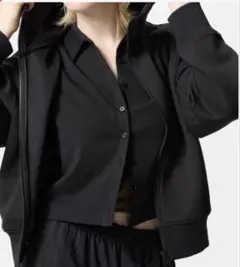 UNIQLO ユニクロ　ドライスウェットフルジップパーカブラック黒　L