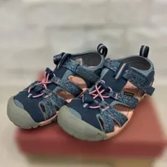 ★美品★KEEN 花柄 ネイビー ピンク サンダル 19.5cm