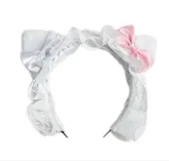 白フリル　カチューシャ　猫耳