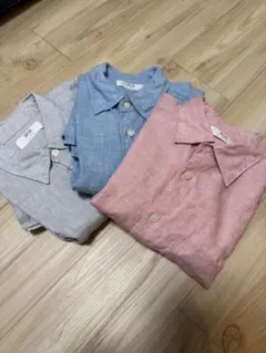 【美品・未使用品】ブルー、グレーのみ！UNIQLO長袖シャツ 2枚セット　XS