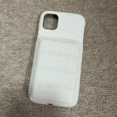 iPhone11ケース　ホワイト レザー風 手帳型ケース
