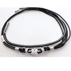 新品■帯締め✦振袖用■パール■黒系 成人式前撮り