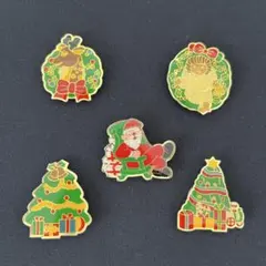 レトロ クリスマス マグネット 5個セット サンタ トナカイ ツリー プレゼント
