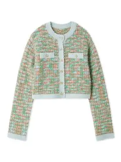 今期美品リリーブラウン　ツイードニットカーディガン