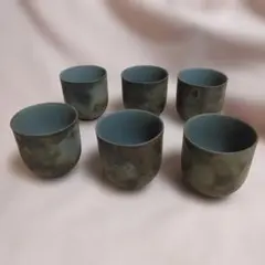 備前焼　明石政幸作　湯呑揃