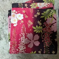 赤と黒の花柄 浴衣・帯セット