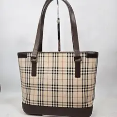 BURBERRY トートバッグ ノバチェック サフィアーノレザー A4収納可能