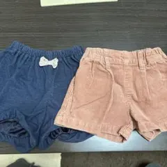 デニム色・コーデュロイショートパンツ 2点セット