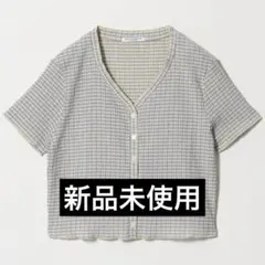 ソリッド＆チェック Vネック ショートスリーブ カーディガンのサムネイル