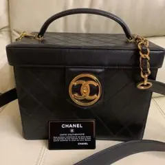 CHANEL ハンドバッグ　黒　バニティバッグ 鏡付き2WAYバッグ