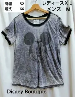​希少XLディズニーBoutique ミッキー ラメプリント Tシャツ 杢グレー