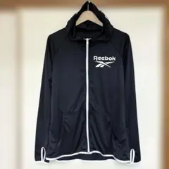 ✨美品✨ リーボック ラッシュガード フード付き デカロゴ ジップ 黒 LL