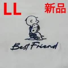 PEANUTSスヌーピーチャーリーブラウン　レディースLL　半袖刺繍Tシャツ　白のサムネイル