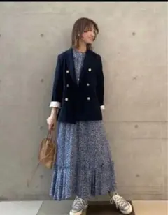 IENA イエナ プリムラフラワープリントギャザーワンピース