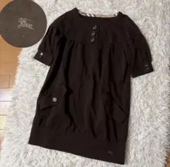 バーバリー ブルーレーベル ノバチェック ブラウン 36 ホースロゴ刺繍