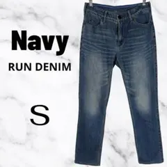 美品✨【Navy】ストレッチスキニーデニム　ウエストゴム　やわから生地　ブルーS