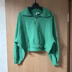 H&M DIVIDED ハーフジップ スウェット グリーン M