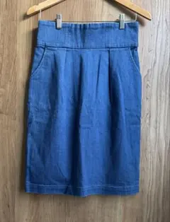 LOWRYS FARM デニムブルー タイトスカート ハイウエスト
