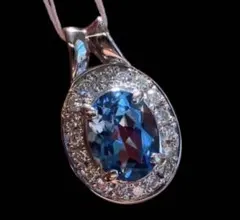 【新品未使用品】とても濃いアクアマリンペンダント pt900 1.19ct
