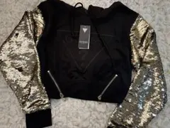 GUESS スパンコールパーカー　黒