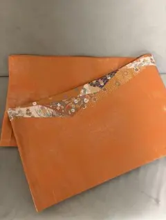 オレンジ色 袋帯 花柄デザイン