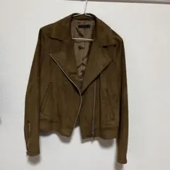 ブラウン スエード風 ライダースジャケット