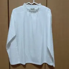 新品 Samansa Mos2 吸湿発熱襟スモッキングカットソー　オフホワイト