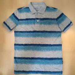 GapKids 半袖ポロシャツ Lサイズ(10 ) グレーと青のストライプ
