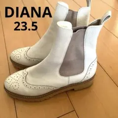 【ダイアナ】サイドゴアブーツ 白 本革23.5cm 春におすすめ