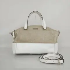 2504-53｜ケイトスペード 2WAY バッグ キャンバス レザー ホワイト