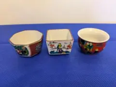 九谷焼 組盃 時代画風/青郊窯　お猪口3点セット
