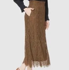 新品未使用　タグ付！　ロペピクニック　レーススカート　Ｌ　カーキブラウン
