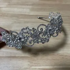 ウェディング ヘッドドレス シルバー