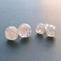スノードームピアス◼︎ハンドメイドレジンピアス◼︎ノンホールピアスイヤリング
